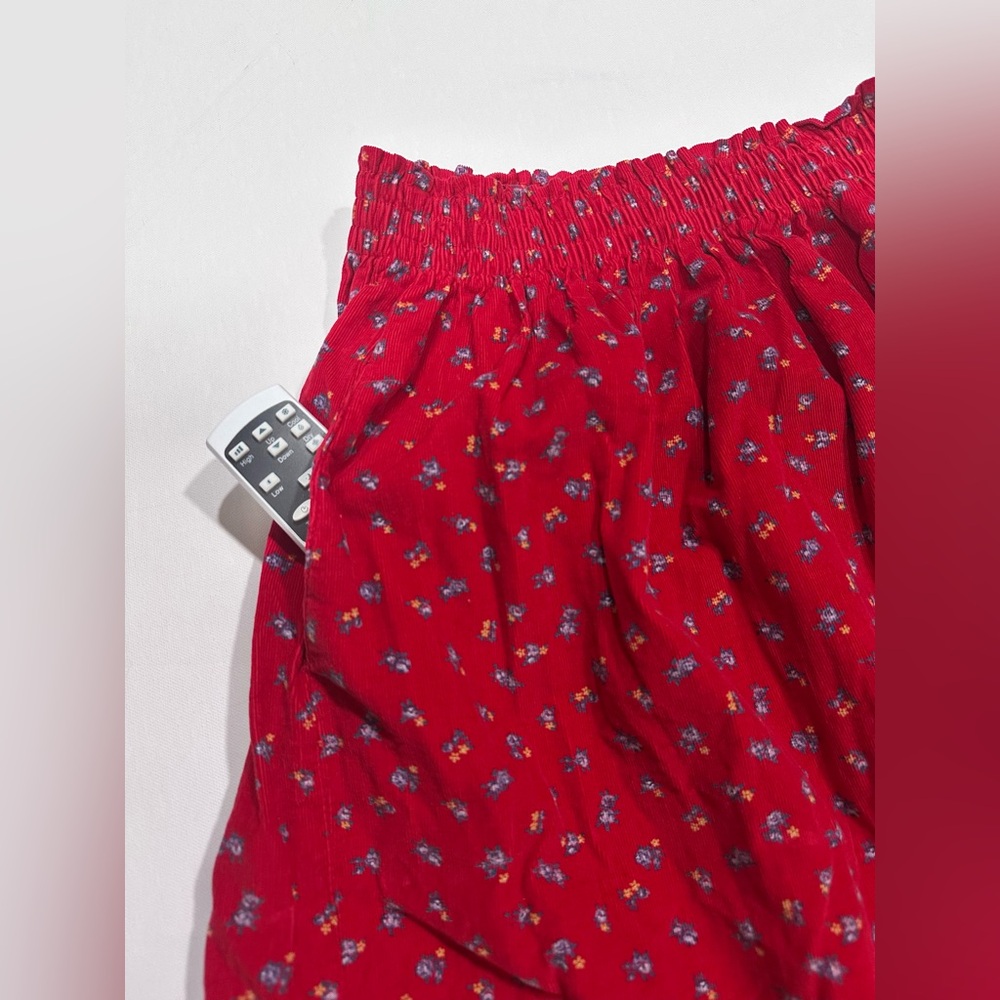 Talbots Red Floral Corduroy Skirt Medium Vintage Cottagecore Modest Country - Picture 4 of 9
